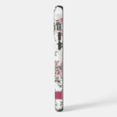 カスタマイズ可能な白フローラピンクのバラの花 iPhoneケース (左側面)
