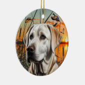 カスタマイズ可能な白色ラブラドールオーナメント セラミックオーナメント (右)