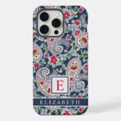 カスタマイズ可能な白青赤ペイズリー柄 iPhoneケース (裏面)