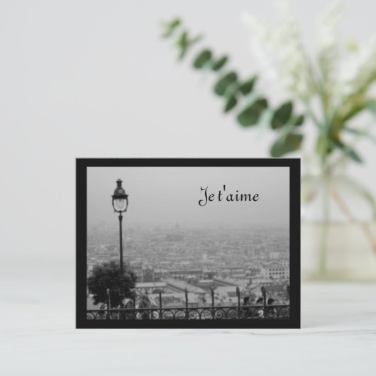 カスタマイズ可能な白黒のパリのはがき ポストカード (スタンド正面)