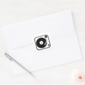 カスタマイズ可能な白黒のレコードプレーヤーアイコン スクエアシール (封筒)