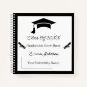 カスタマイズ可能な白黒の卒業 ノートブック (正面)