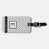 カスタマイズ可能な白黒の幾何学的パターン ラゲッジタグ (正面横)