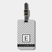 カスタマイズ可能な白黒の幾何学的パターン ラゲッジタグ (正面縦)