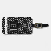 カスタマイズ可能な白黒の幾何学的パターン ラゲッジタグ (正面横)