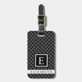 カスタマイズ可能な白黒の幾何学的パターン ラゲッジタグ (正面縦)