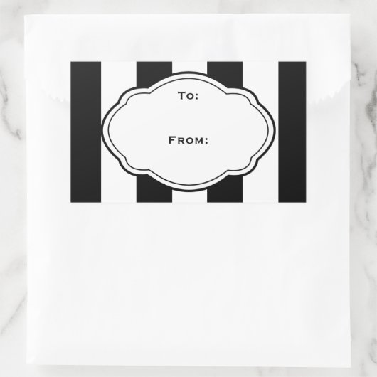 カスタマイズ可能な白黒ギフトラベルラベル 長方形シール (バッグ)