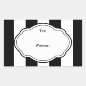 カスタマイズ可能な白黒ギフトラベルラベル 長方形シール (正面)