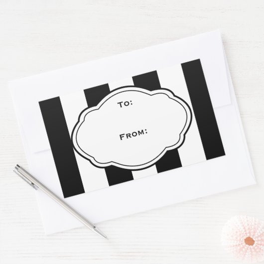 カスタマイズ可能な白黒ギフトラベルラベル 長方形シール (封筒)