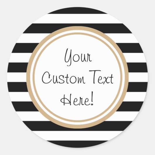 カスタマイズ可能な白黒ストライプのス縁どステッカー ラウンドシール (正面)