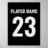 カスタマイズ可能な白黒スポーツ番号デザイン ポスター (正面)