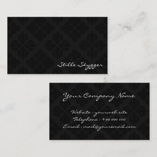 カスタマイズ可能な白黒ダマスエレガントク 名刺 (正面/裏面)
