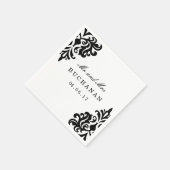 カスタマイズ可能な白黒ダマスクナプキン スタンダードカクテルナプキン (角)