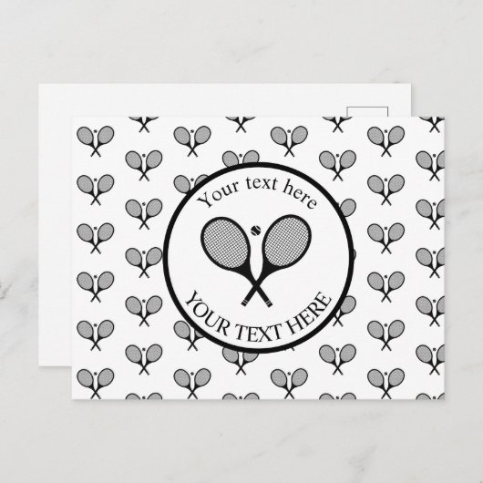 カスタマイズ可能な白黒テニエレガントスラケット ポストカード (正面/裏面)
