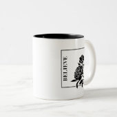カスタマイズ可能な白黒フローラシルエットマグ ツートーンマグカップ (正面右)