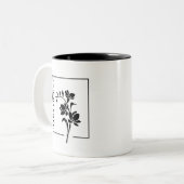 カスタマイズ可能な白黒フローラシルエットマグ ツートーンマグカップ (正面左)