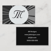 カスタマイズ可能な白黒モノグラム名刺 名刺 (正面/裏面)