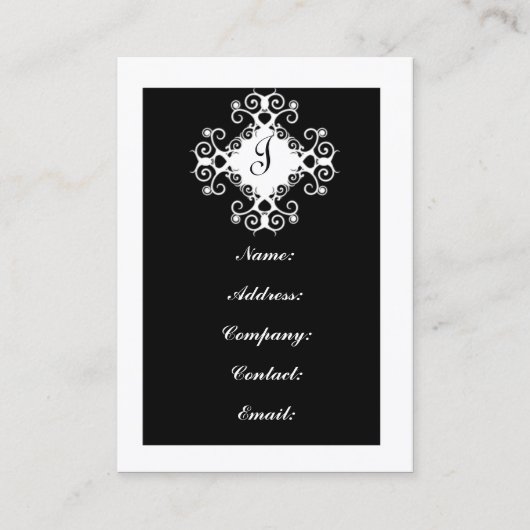 カスタマイズ可能な白黒モノグラム名刺 名刺 (正面)