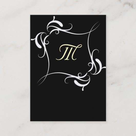 カスタマイズ可能な白黒モノグラム名刺 名刺 (正面)