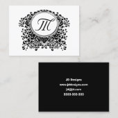 カスタマイズ可能な白黒モノグラム名刺 名刺 (正面/裏面)