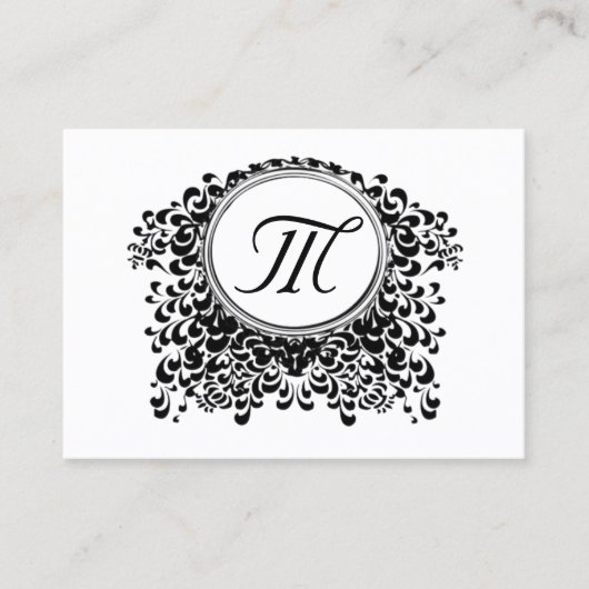 カスタマイズ可能な白黒モノグラム名刺 名刺 (正面)