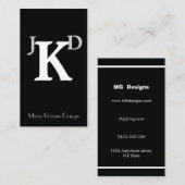 カスタマイズ可能な白黒モノグラム名刺 名刺 (正面/裏面)