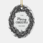 カスタマイズ可能な白黒リースの写真のオーナメント セラミックオーナメント (右)