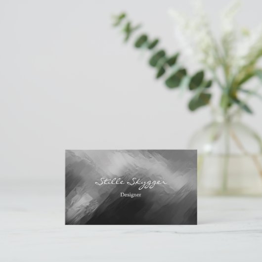 カスタマイズ可能な白黒抽象美術 名刺 (スタンド正面)