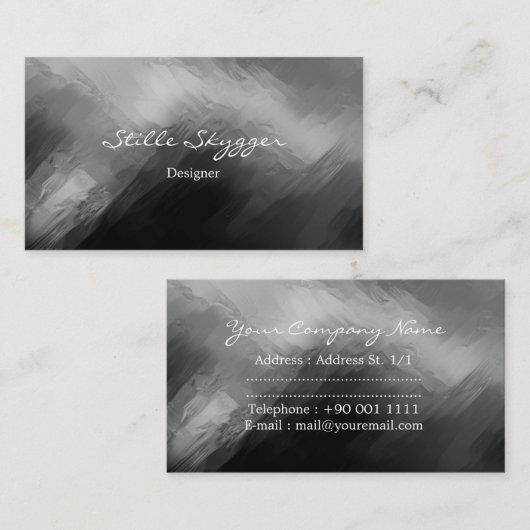 カスタマイズ可能な白黒抽象美術 名刺 (正面/裏面)