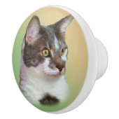 カスタマイズ可能な白黒猫 セラミックノブ (右)