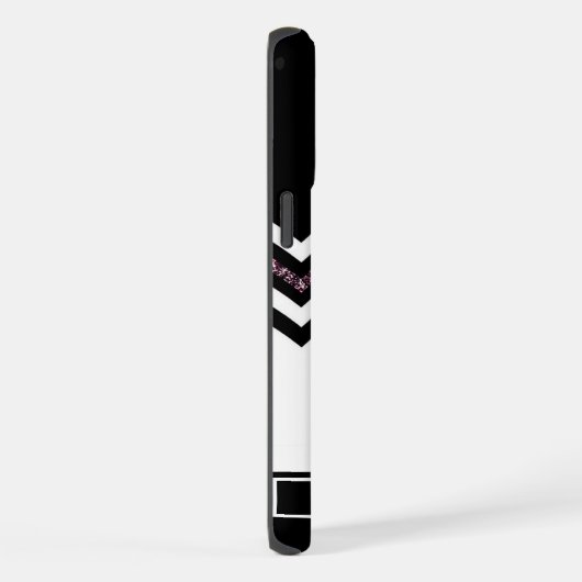 カスタマイズ可能な白黒紫グリッター山形 iPhoneケース (右側面)