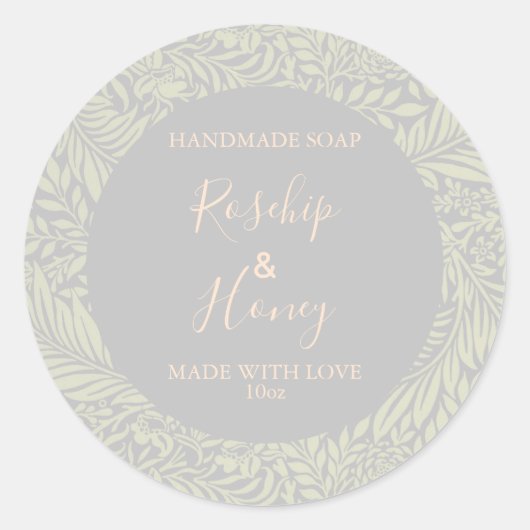 カスタマイズ可能な石鹸ラベル花パターンバラ ラウンドシール (正面)