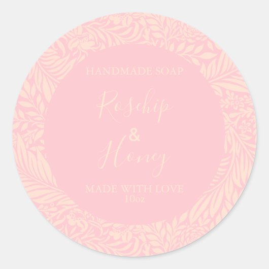 カスタマイズ可能な石鹸ラベル花パターンバラ ラウンドシール (正面)