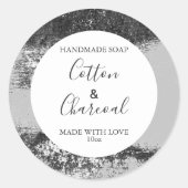 カスタマイズ可能な石鹸ラベル花模様モノクロ ラウンドシール (正面)