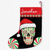 カスタマイズ可能な砂糖のスカルサンタ スモールクリスマスストッキング (裏面)