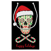 カスタマイズ可能な砂糖のスカルサンタ スモールペーパーバッグ (裏面)