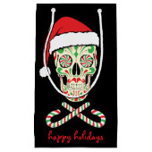 カスタマイズ可能な砂糖のスカルサンタ スモールペーパーバッグ (正面)