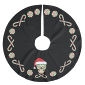 カスタマイズ可能な砂糖のスカルサンタ ブラッシュドポリエステルツリースカート (正面)