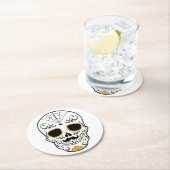 カスタマイズ可能な砂糖スカル ラウンドペーパーコースター (インサイチュ)