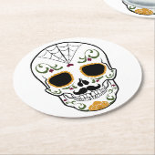 カスタマイズ可能な砂糖スカル ラウンドペーパーコースター (アングル)