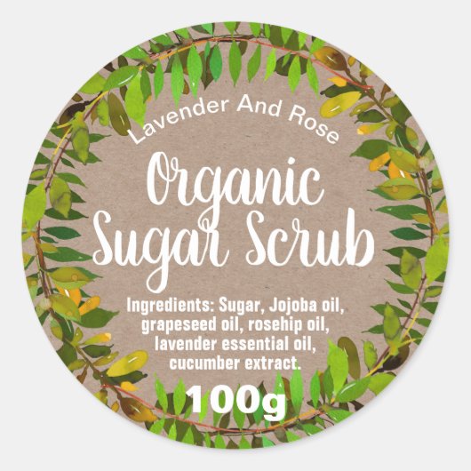 カスタマイズ可能な砂糖スクラブラベル ラウンドシール (正面)