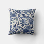 カスタマイズ可能な磁器エレガンス：青いフローラ クッション (裏面)