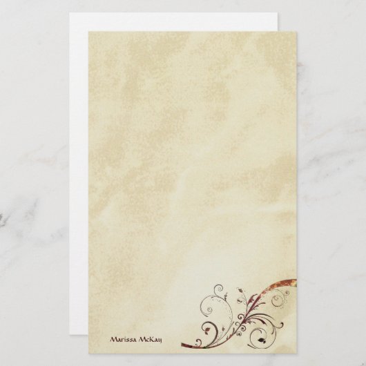 カスタマイズ可能な磨かれた金ゴールドの渦巻 便箋 (正面/裏面)