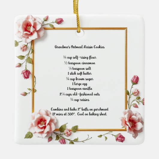 カスタマイズ可能な祖母のオートミールのレーズンクッキーのギフト セラミックオーナメント (正面)