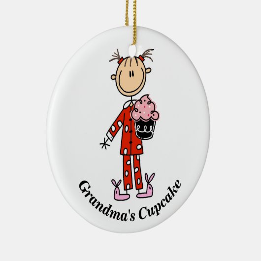 カスタマイズ可能な祖母のカップケーキオーナメント セラミックオーナメント (右)