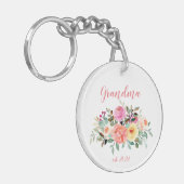カスタマイズ可能な祖母の日付 – 初めての祖母 キーホルダー (正面左)