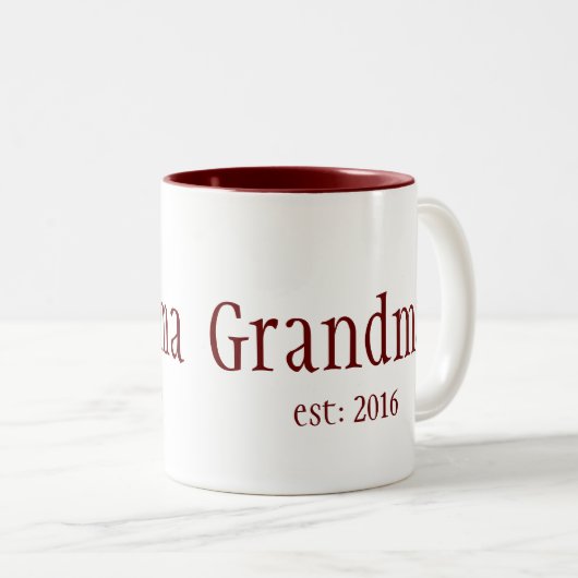 カスタマイズ可能な祖母の設立年 ツートーンマグカップ (正面右)
