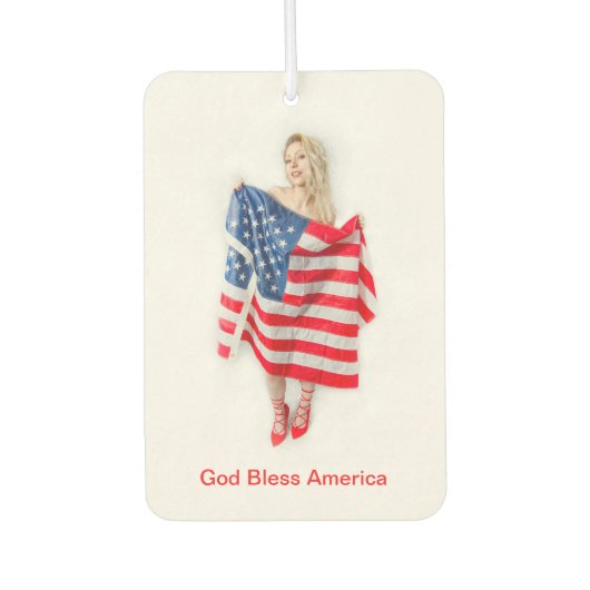カスタマイズ可能な神の祝福アメリカ国旗の少女 カーエアーフレッシュナー (正面)