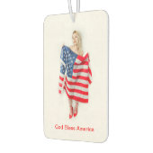 カスタマイズ可能な神の祝福アメリカ国旗の少女 カーエアーフレッシュナー (左)