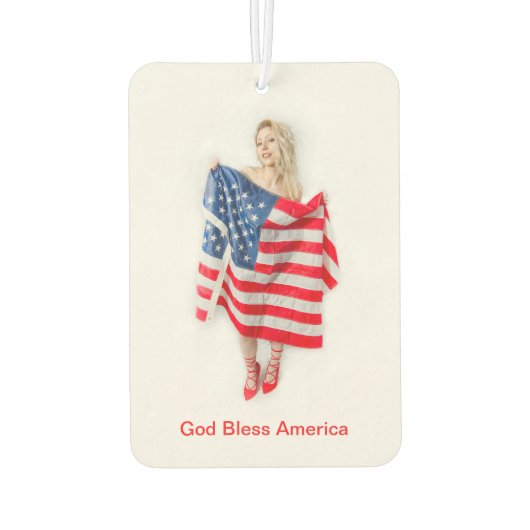 カスタマイズ可能な神の祝福アメリカ国旗の少女 カーエアーフレッシュナー (裏面)